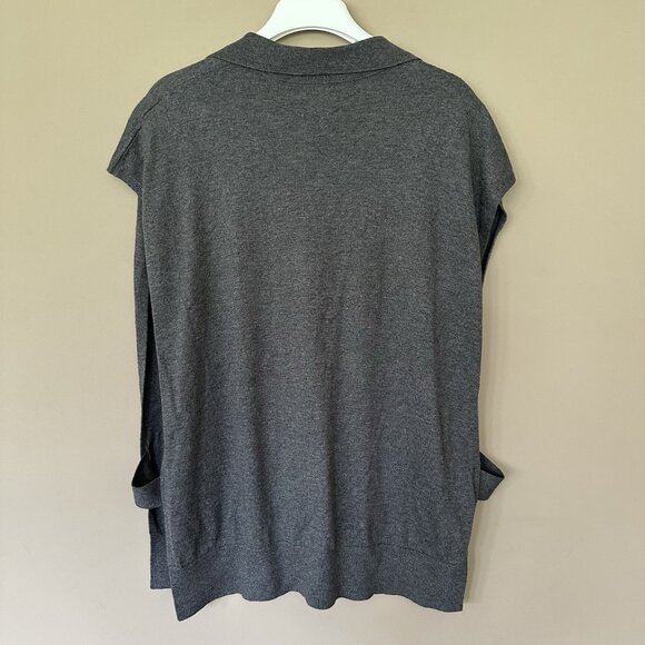Planet by Lauren G Artsy Top One Size Pima Cotton Gray Side Cut Out Earthy - Picture 6 of 8